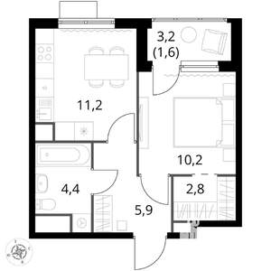 1-к квартира, вторичка, 36м2, 7/17 этаж