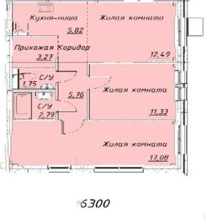 3-к квартира, вторичка, 61м2, 8/17 этаж