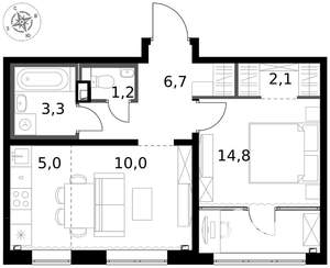 2-к квартира, вторичка, 43м2, 2/17 этаж