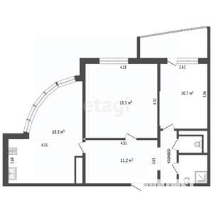 2-к квартира, вторичка, 67м2, 3/17 этаж