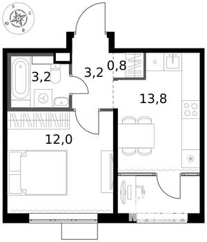 1-к квартира, вторичка, 33м2, 6/17 этаж