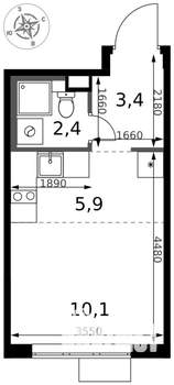 Студия квартира, вторичка, 22м2, 4/17 этаж