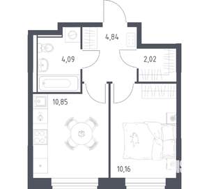 1-к квартира, вторичка, 32м2, 15/17 этаж