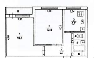 2-к квартира, вторичка, 46м2, -1/12 этаж