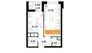 1-к квартира, вторичка, 39м2, 15/17 этаж