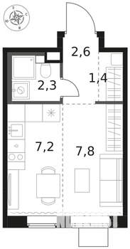 Студия квартира, вторичка, 21м2, 14/17 этаж