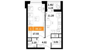 1-к квартира, вторичка, 39м2, 5/17 этаж