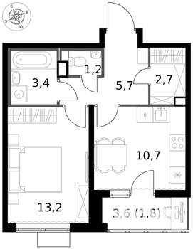 1-к квартира, вторичка, 39м2, 3/17 этаж