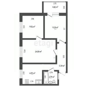 3-к квартира, вторичка, 49м2, 3/9 этаж