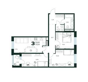 3-к квартира, вторичка, 80м2, 2/9 этаж