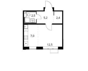 Студия квартира, вторичка, 30м2, 7/16 этаж