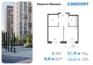 1-к квартира, вторичка, 36м2, 7/17 этаж