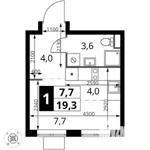 Студия квартира, вторичка, 19м2, 10/17 этаж