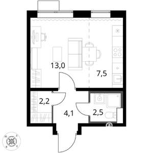 Студия квартира, вторичка, 29м2, 2/17 этаж