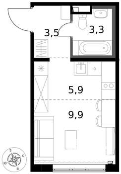 1-к квартира, вторичка, 23м2, 2/17 этаж