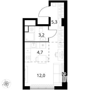 1-к квартира, вторичка, 25м2, 11/17 этаж