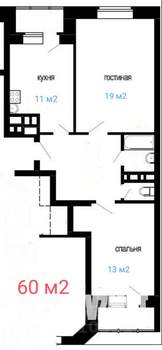 2-к квартира, вторичка, 60м2, 6/6 этаж