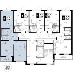 3-к квартира, вторичка, 63м2, 6/16 этаж