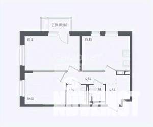 2-к квартира, вторичка, 54м2, 4/12 этаж