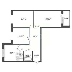 3-к квартира, вторичка, 79м2, 23/25 этаж