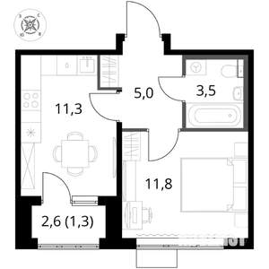 1-к квартира, вторичка, 33м2, 6/17 этаж