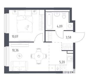 1-к квартира, вторичка, 33м2, 11/17 этаж