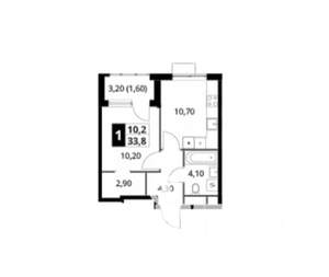 1-к квартира, вторичка, 34м2, 7/13 этаж