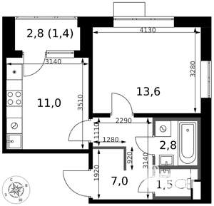 1-к квартира, вторичка, 37м2, 16/17 этаж