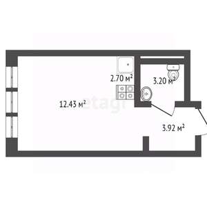 Студия квартира, вторичка, 22м2, 3/17 этаж