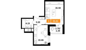 1-к квартира, вторичка, 36м2, 11/17 этаж