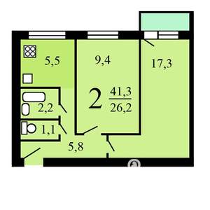 2-к квартира, вторичка, 45м2, 4/9 этаж