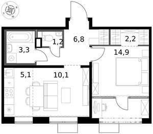 2-к квартира, вторичка, 44м2, 9/17 этаж