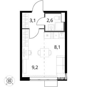 Студия квартира, вторичка, 23м2, 4/17 этаж