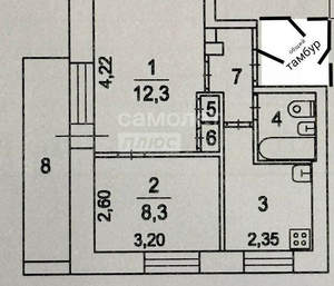2-к квартира, вторичка, 34м2, 5/9 этаж