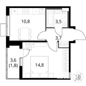 1-к квартира, вторичка, 35м2, 7/17 этаж