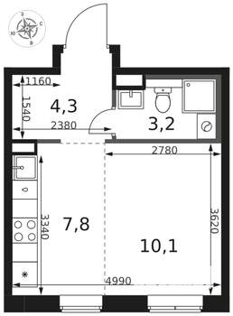 1-к квартира, вторичка, 25м2, 2/8 этаж