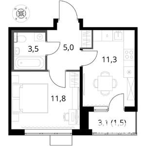 1-к квартира, вторичка, 33м2, 5/16 этаж