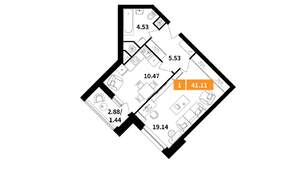 1-к квартира, вторичка, 41м2, 2/17 этаж