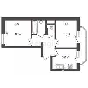 2-к квартира, вторичка, 61м2, 10/15 этаж