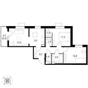 3-к квартира, вторичка, 65м2, 9/17 этаж