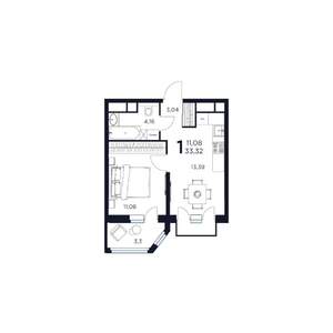 1-к квартира, строящийся дом, 33м2, 13/17 этаж