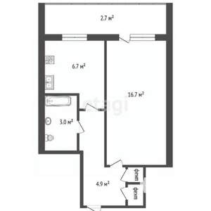 1-к квартира, вторичка, 33м2, 7/9 этаж