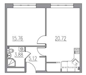 2-к квартира, вторичка, 45м2, 3/8 этаж