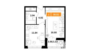 1-к квартира, вторичка, 38м2, 3/6 этаж