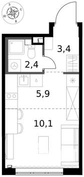 Студия квартира, вторичка, 22м2, 2/17 этаж