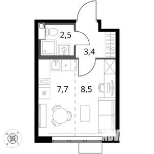 Студия квартира, вторичка, 22м2, 13/17 этаж