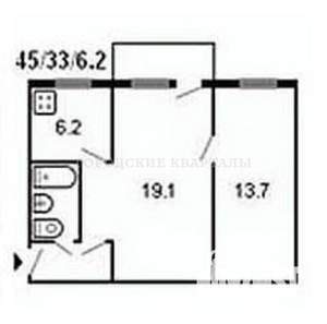 2-к квартира, вторичка, 43м2, 2/4 этаж