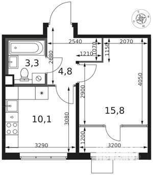 1-к квартира, вторичка, 34м2, 6/8 этаж