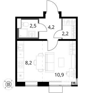 Студия квартира, вторичка, 28м2, 3/17 этаж