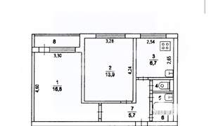 2-к квартира, вторичка, 46м2, 1/12 этаж